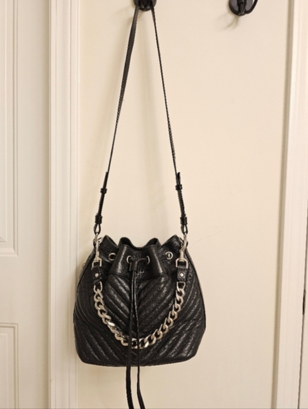 YSL Black Quilted Leather Bucket Crossbody